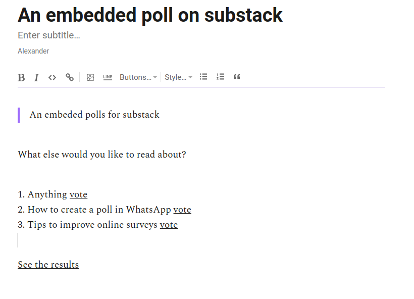 embedded poll in substack publication