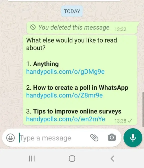 Голосование в WhatsApp